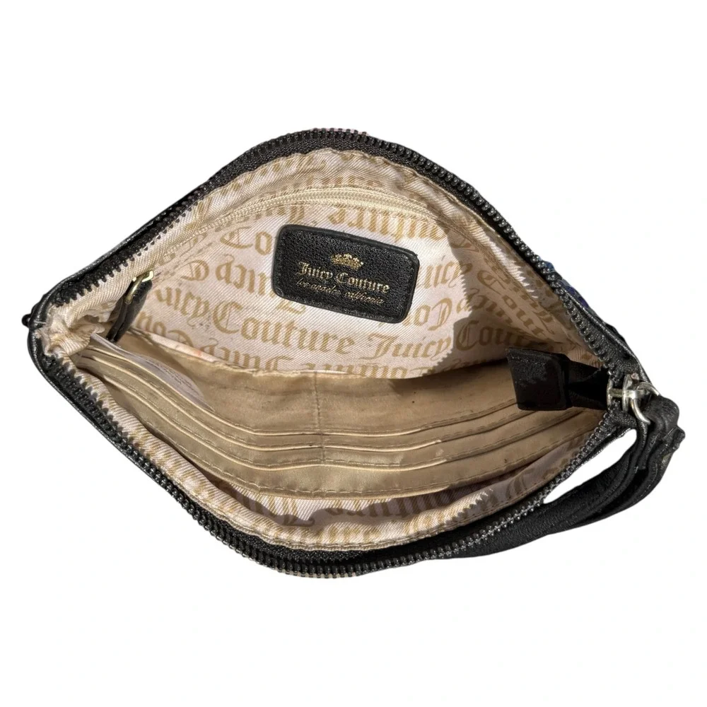 Juicy Couture Wristlet Clutch Navy Black Sequin‎ Evening Party Bag Retro Y2K
